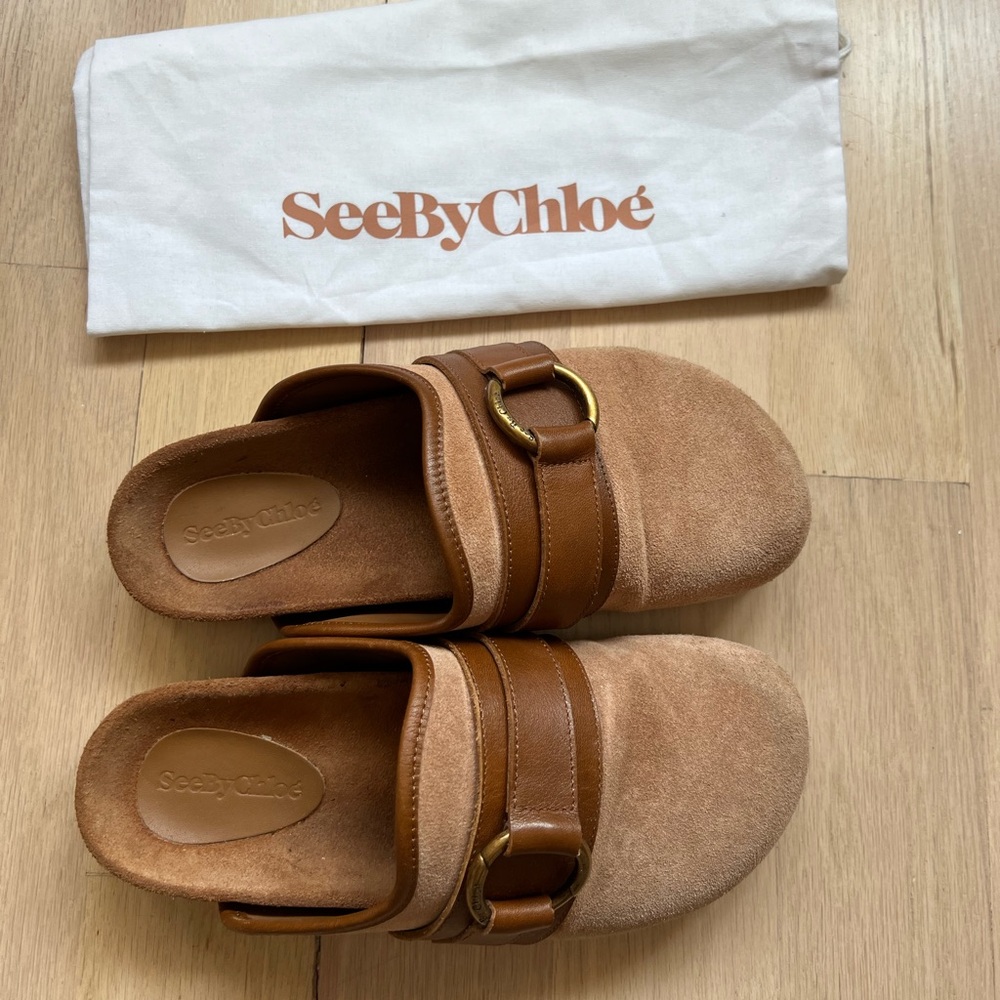 See by Chloe Gema Suede Mules Tan  size 37